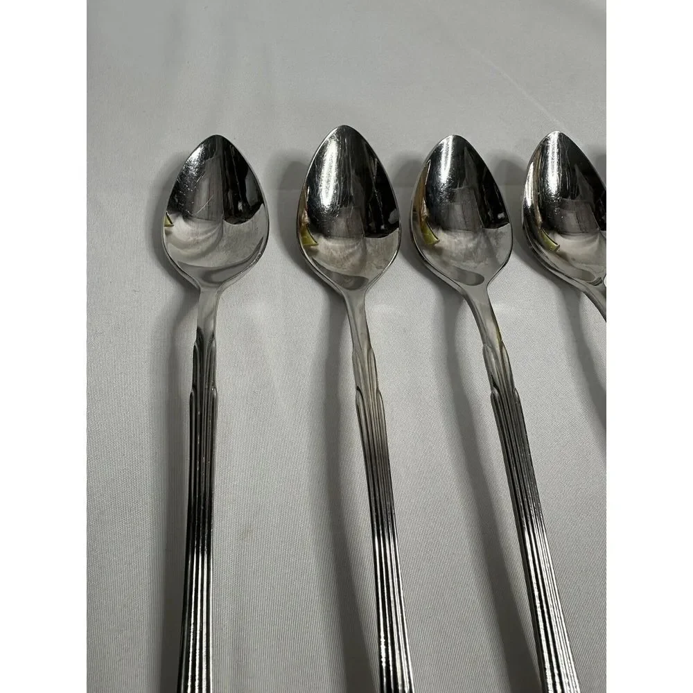 RETRONEU Barrington Set of 7 Ice Tea Spoons Long Handles Tall Skinny‎ Stir SS